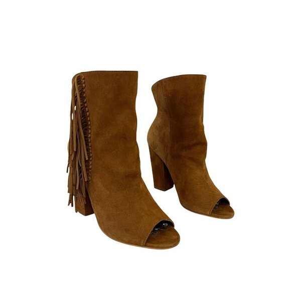 Dolce Vita Womens Size 8.5 Mazarine Peep Toe Fringe Bootie - Picture 1 of 7